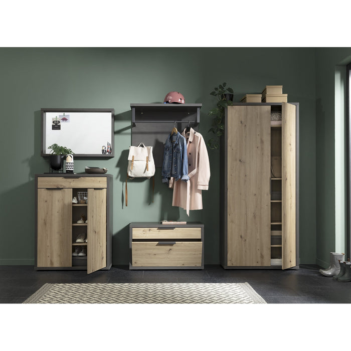 Andrea 3 Door Grey and Oak Large Shoe Storage Cabinet - FurniComp