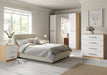 Anita 3 Drawer White Gloss and Oak Bedside - FurniComp