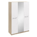 Anita High Gloss White and Oak 3 Door Mirrored Wardrobe - FurniComp