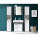 Anzio 2 Door Tall White Gloss and Concrete Grey Bathroom Cabinet - FurniComp