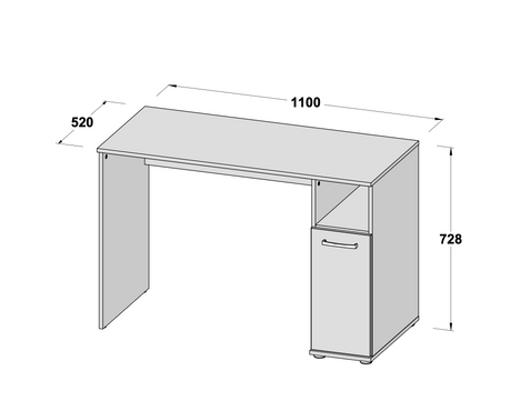 Arlo 1 Door Small Oak Desk Study Table - FurniComp