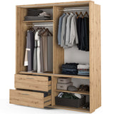 Klassy 2 Door 2 Drawer 180cm Oak Mirrored Sliding Door Wardorbe KL-22 - FurniComp