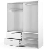 Klassy 2 Door 2 Drawer 180cm White Mirrored Sliding Door Wardorbe KL-22 - FurniComp