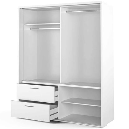 Klassy 2 Door 2 Drawer 180cm White Mirrored Sliding Door Wardorbe KL-22 - FurniComp