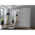 Arvada 2 Door Concrete Grey 225cm Mirrored Sliding Door Wardrobe - FurniComp