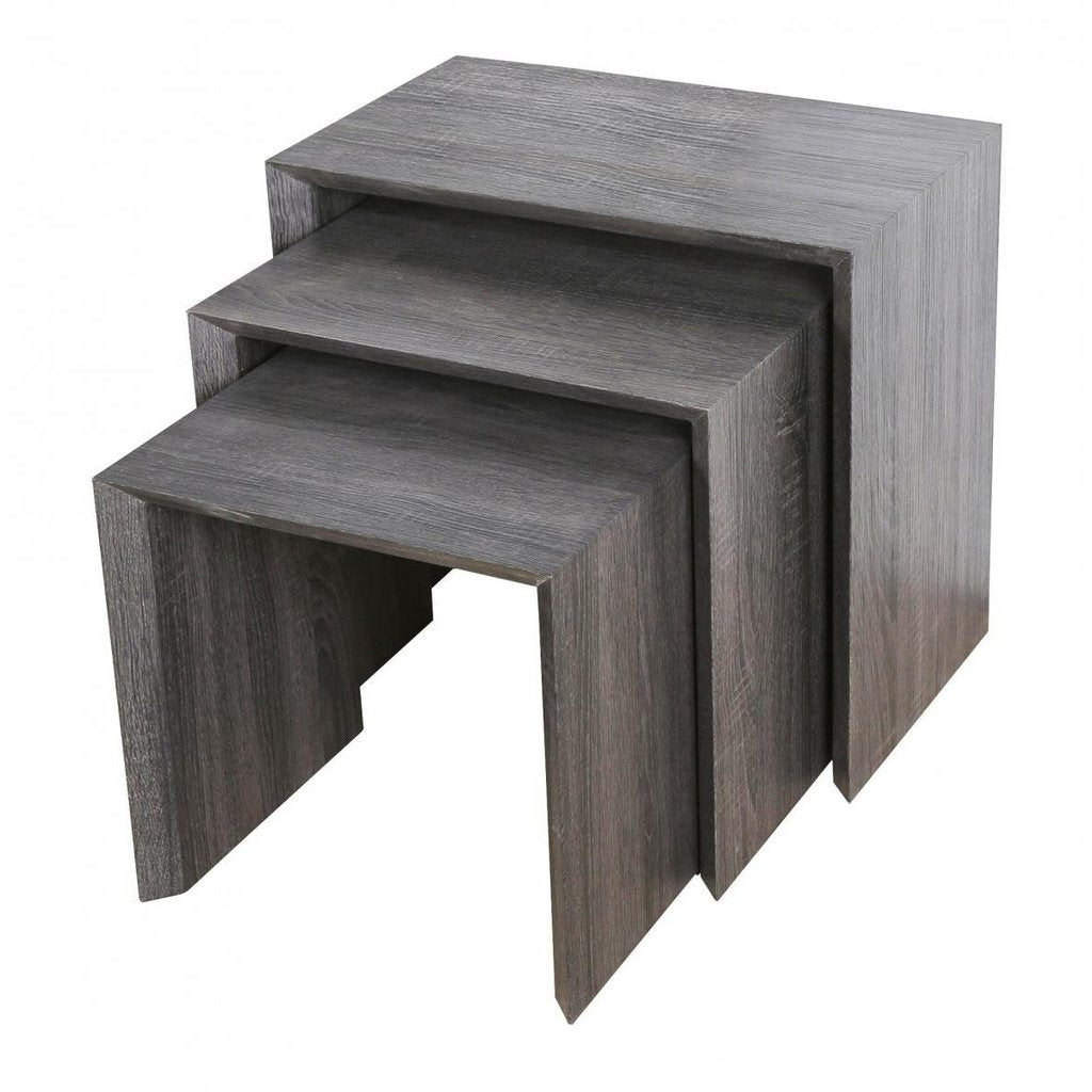 Aspire 3 Piece Dark Walnut/Black Effect Nest Of Tables - FurniComp