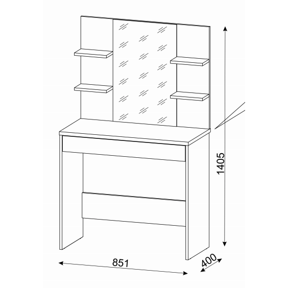 Athena White 1 Drawer Mirrored Dressing/Makeup Vanity Table - FurniComp