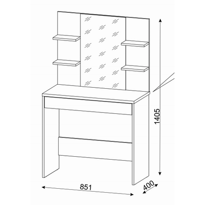 Athena White 1 Drawer Mirrored Dressing/Makeup Vanity Table - FurniComp