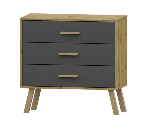 Alta 3 Drawer Oak and Grey Chest of Drawer - FurniComp