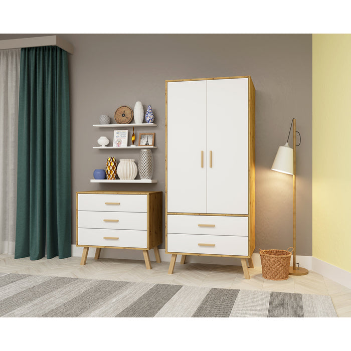 Alta 3 Drawer Oak and White Chest of Drawer - FurniComp