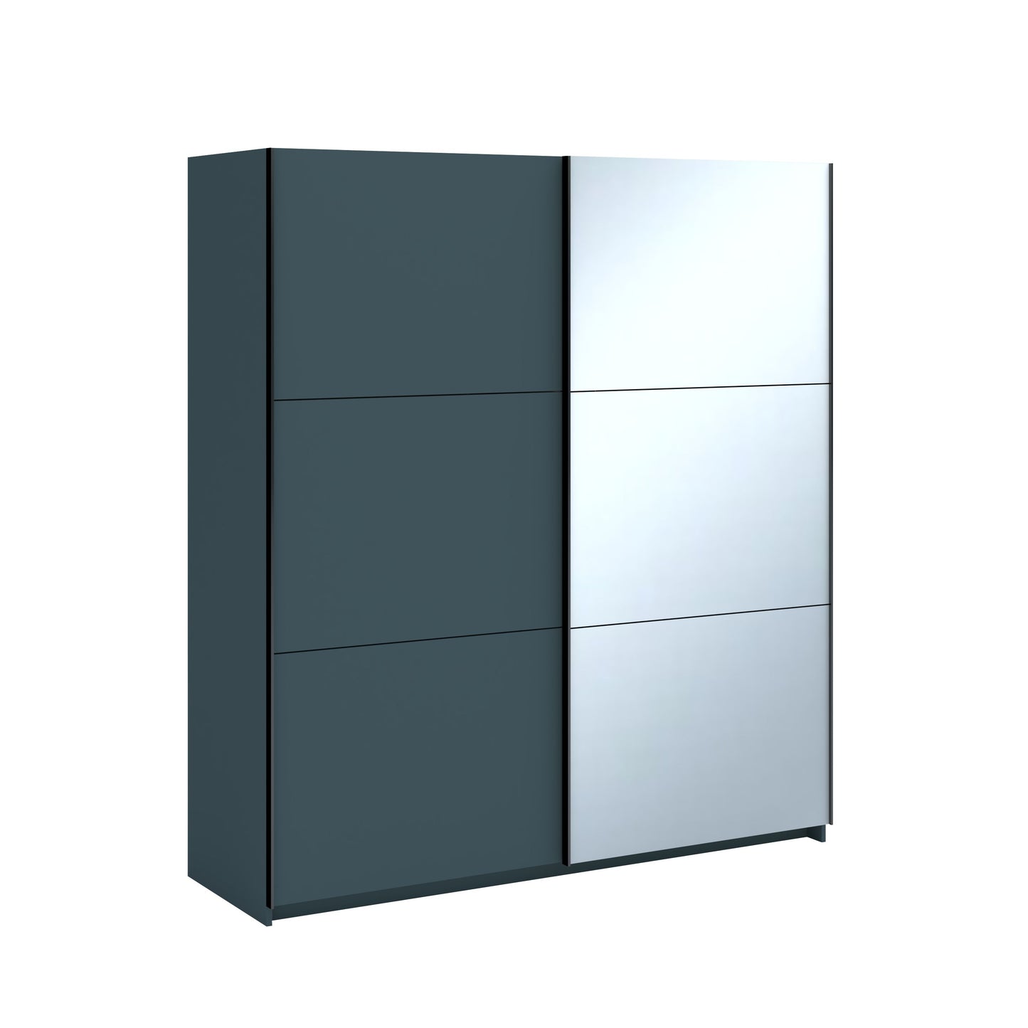 Axel 2 Door 180cm Anthracite Mirrored Sliding Door Wardrobe - FurniComp