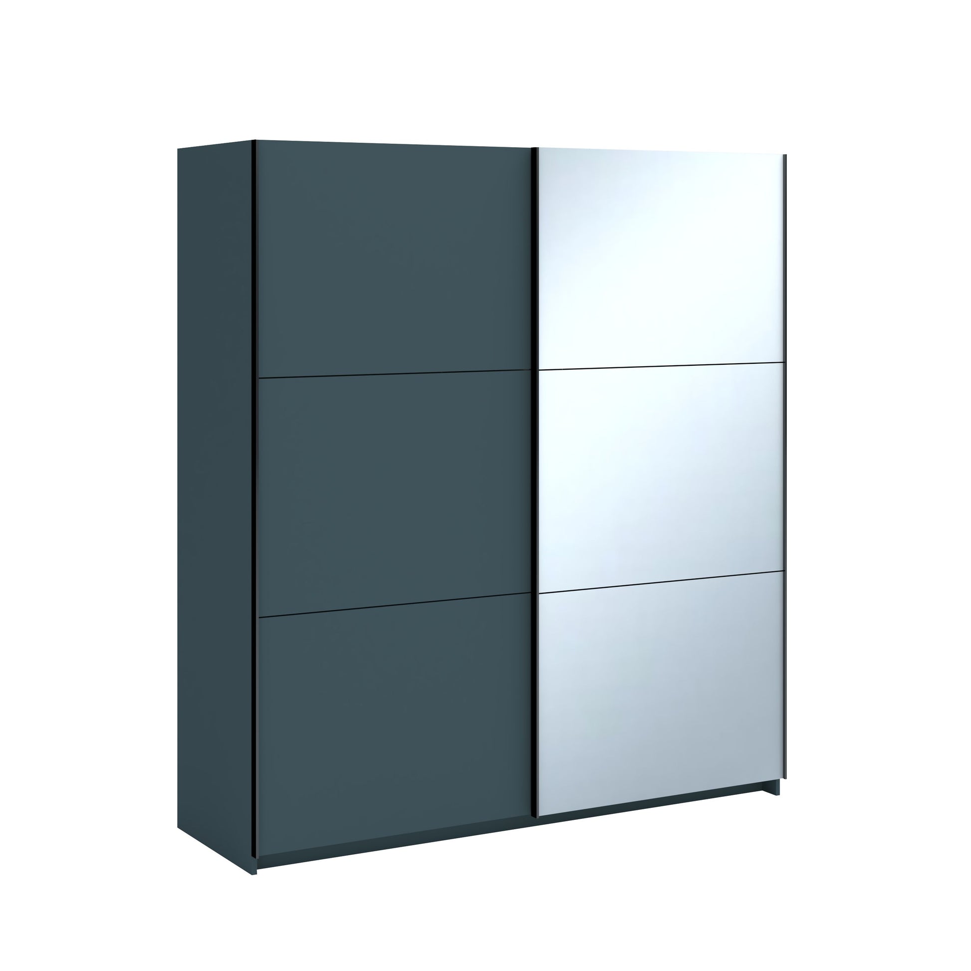 Axel 2 Door 180cm Anthracite Mirrored Sliding Door Wardrobe - FurniComp