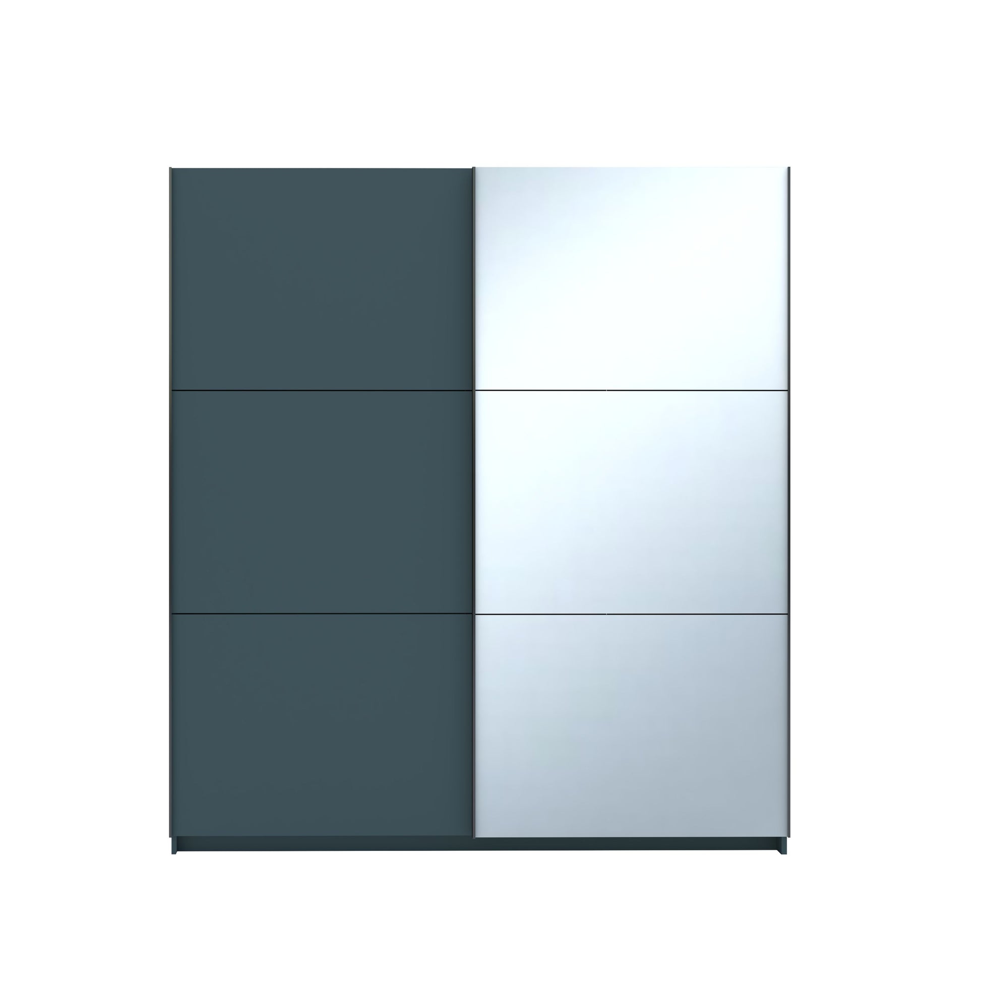 Axel 2 Door 180cm Anthracite Mirrored Sliding Door Wardrobe - FurniComp