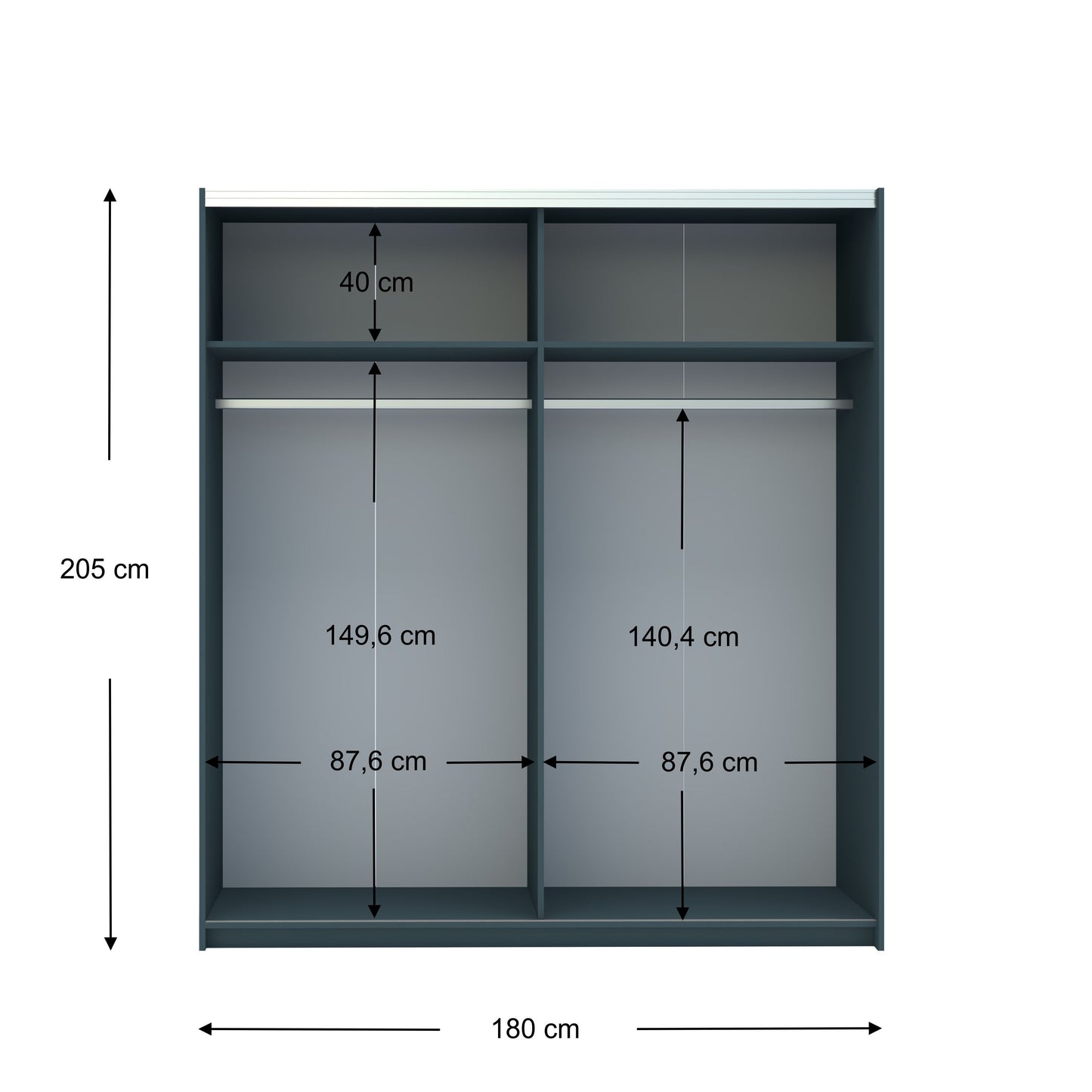 Axel 2 Door 180cm Anthracite Sliding Door Wardrobe - FurniComp