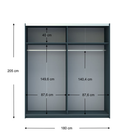 Axel 2 Door 180cm Anthracite Sliding Door Wardrobe - FurniComp