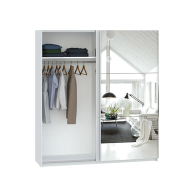 Axel 2 Door 180cm White Mirrored Sliding Door Wardrobe - FurniComp