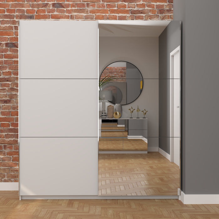 Axel 2 Door 180cm White Mirrored Sliding Door Wardrobe - FurniComp