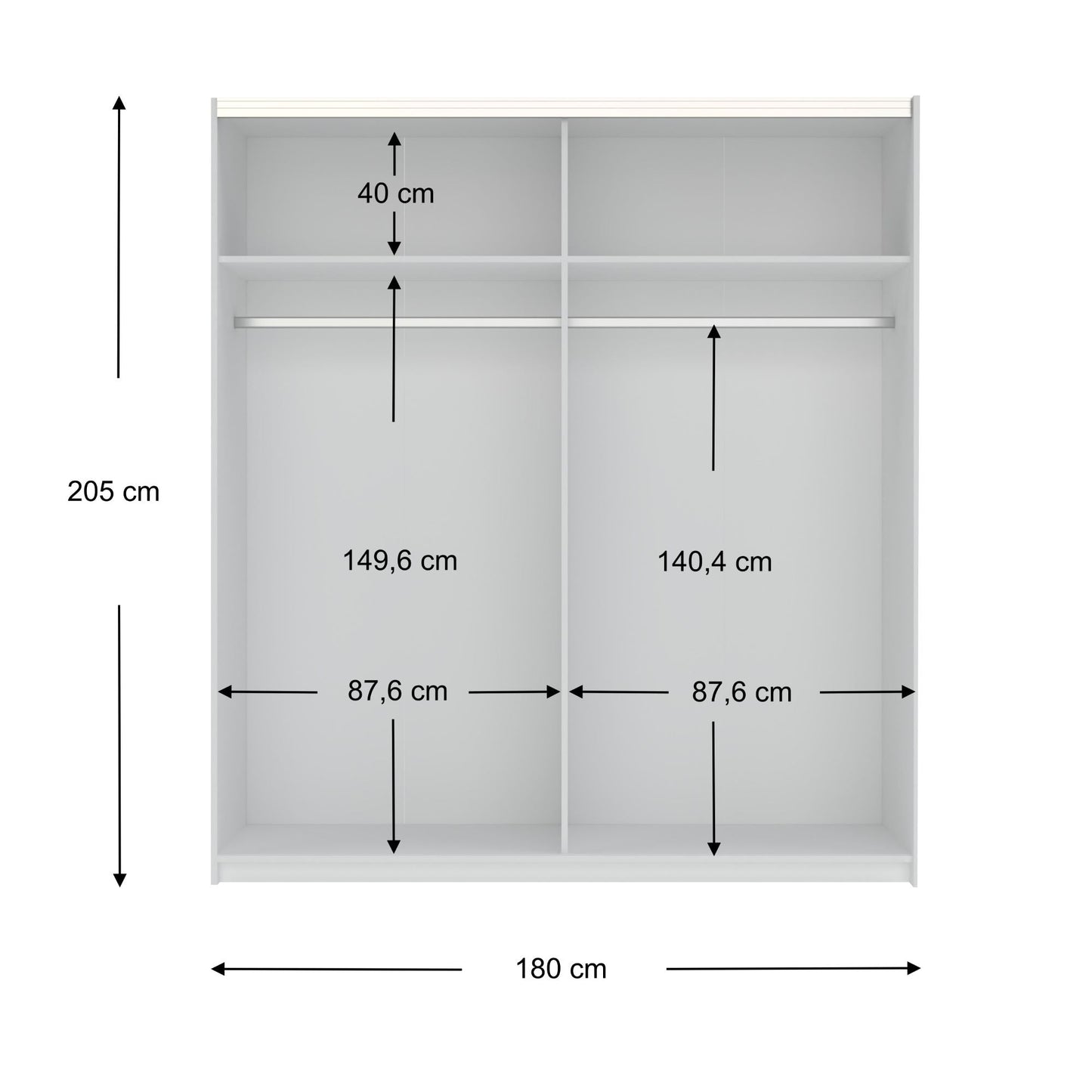 Axel 2 Door 180cm White Sliding Door Wardrobe - FurniComp