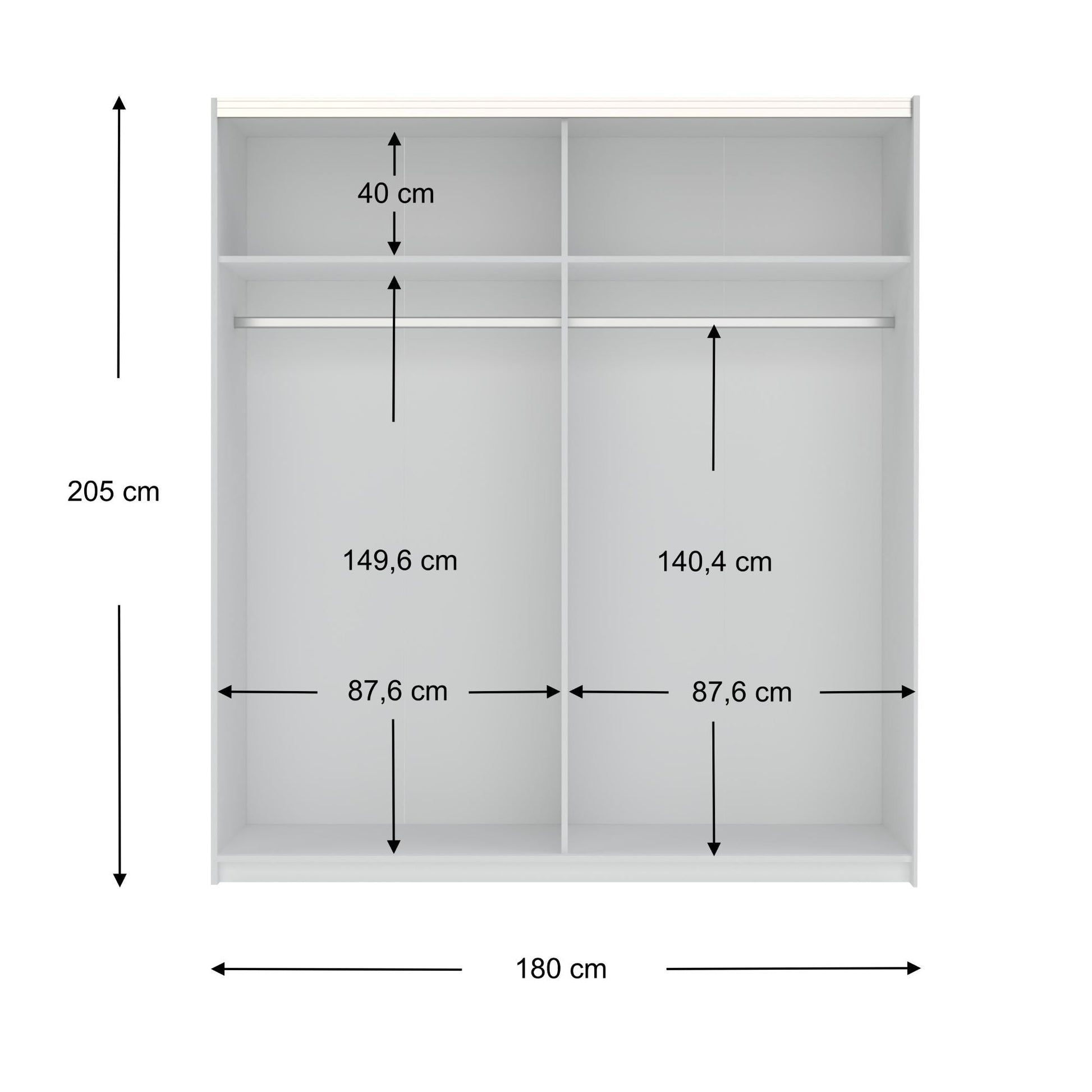 Axel 2 Door 180cm White Full Mirrored Sliding Door Wardrobe - FurniComp