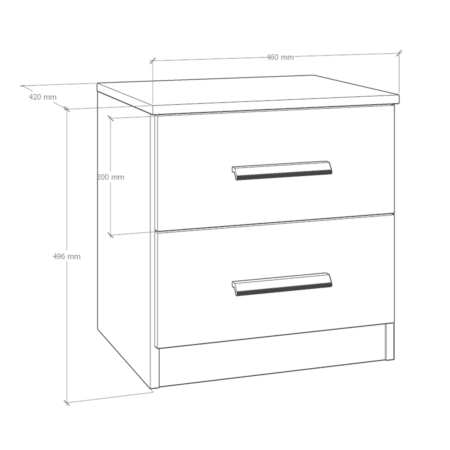 Axel 2 Drawer Anthracite Bedside Cabinet - FurniComp