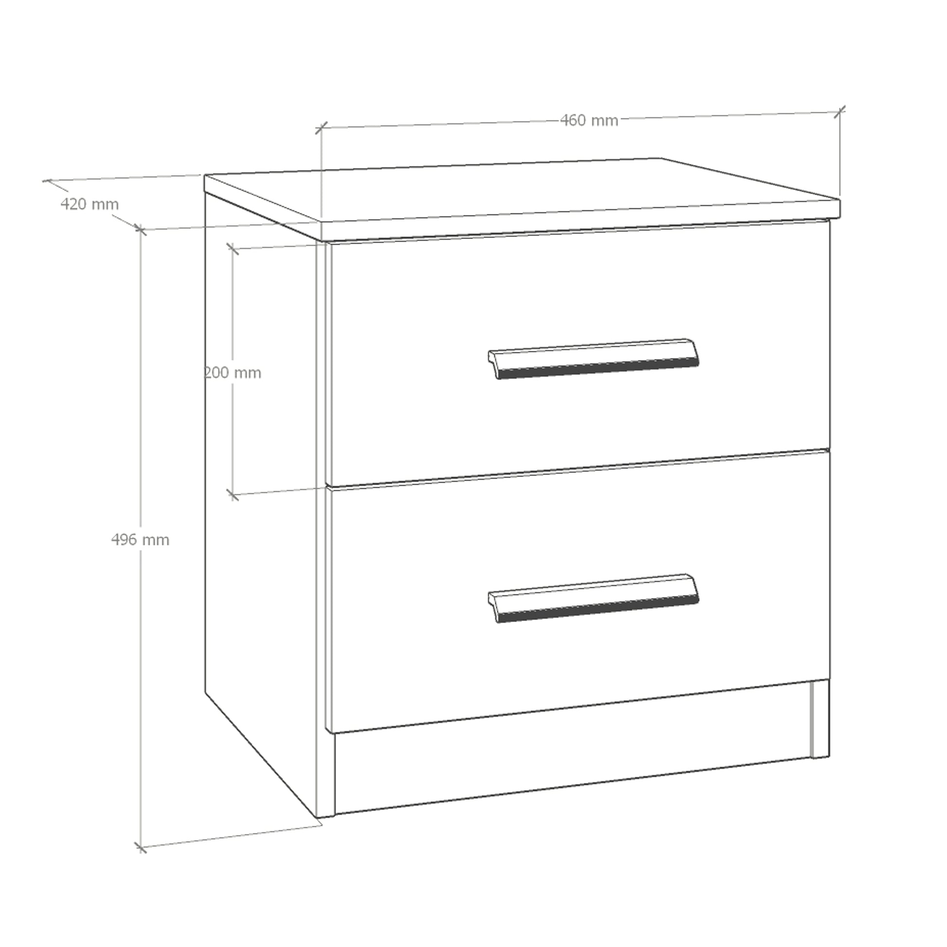 Axel 2 Drawer Anthracite Bedside Cabinet - FurniComp