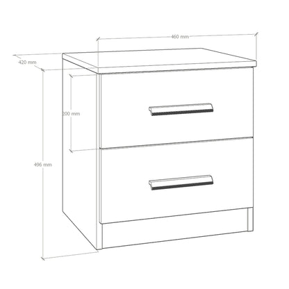 Axel 2 Drawer Anthracite Bedside Cabinet - FurniComp