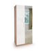 Ayla High Gloss White and Oak 2 Door Mirrored Wardrobe - FurniComp