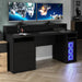 BETA 2 Drawer Black Gaming Desk with LED Lighting & Hutch - FurniComp