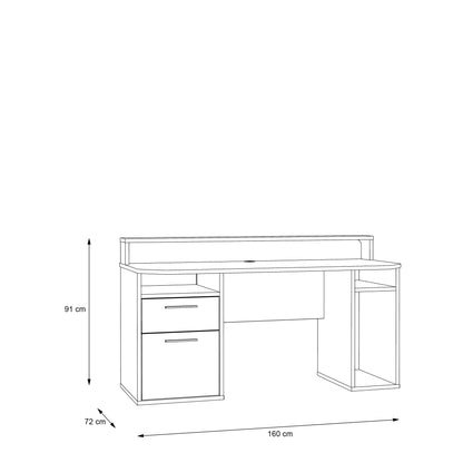 BETA 2 Drawer Black Gaming Desk with LED Lighting & Hutch - FurniComp