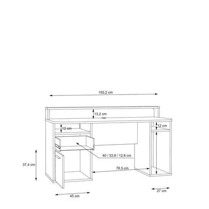 BETA 2 Drawer Black Gaming Desk with LED Lighting & Hutch - FurniComp