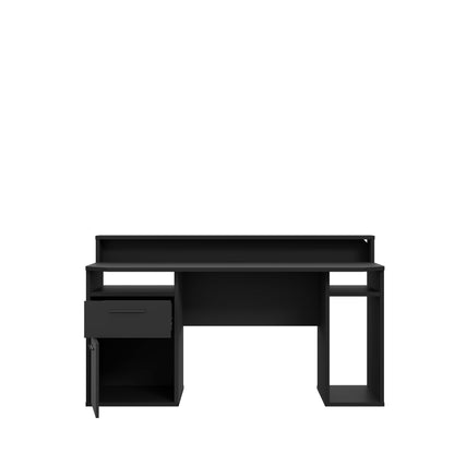 BETA 2 Drawer Black Gaming Desk with LED Lighting & Hutch - FurniComp