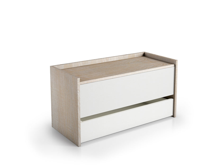 Bari White and Oak Wooden Storage Bench/Blanket Box with Drawer - FurniComp