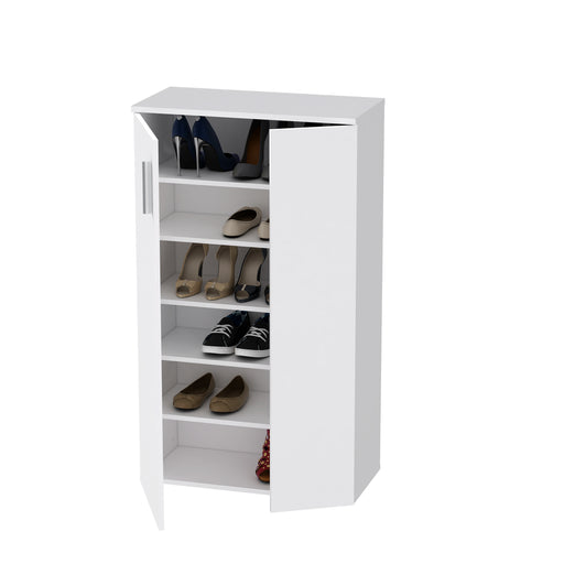 Basix White 20 Pair Large Shoe Storage Cabinet - FurniComp