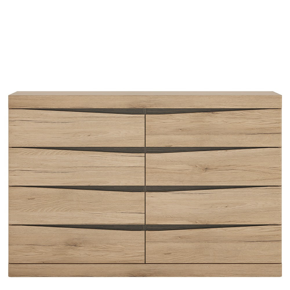 Beckenham Oak 4 + 4 Wide Chest of Drawers - FurniComp