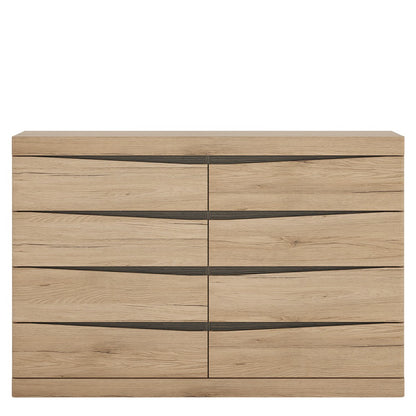 Beckenham Oak 4 + 4 Wide Chest of Drawers - FurniComp