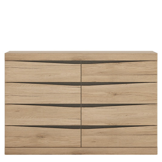 Beckenham Oak 4 + 4 Wide Chest of Drawers - FurniComp