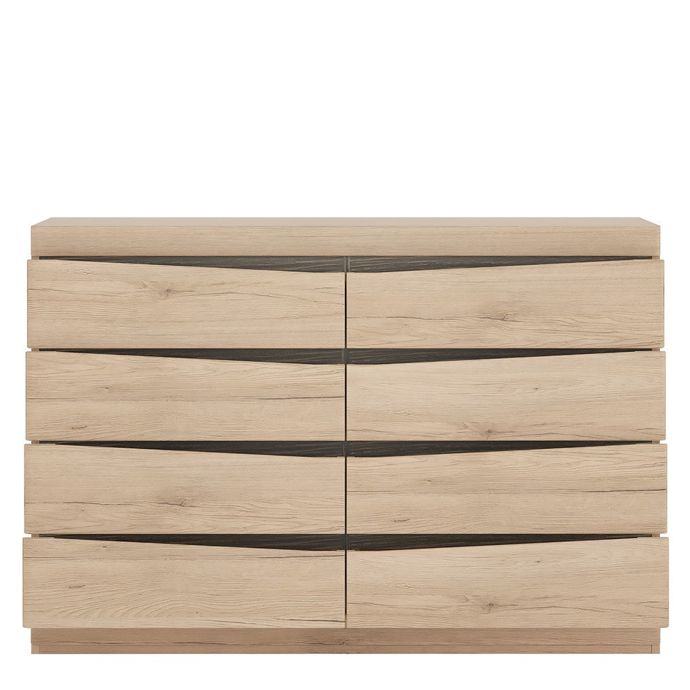 Beckenham Oak 4 + 4 Wide Chest of Drawers - FurniComp