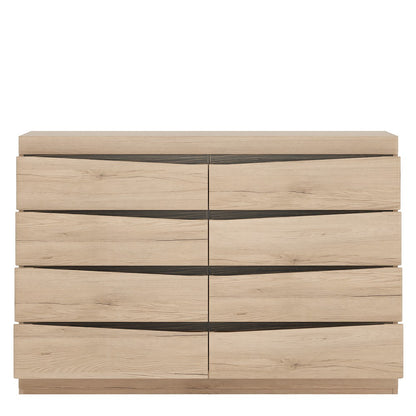 Beckenham Oak 4 + 4 Wide Chest of Drawers - FurniComp