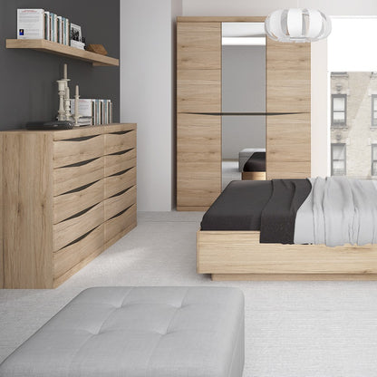 Beckenham Oak 4 + 4 Wide Chest of Drawers - FurniComp