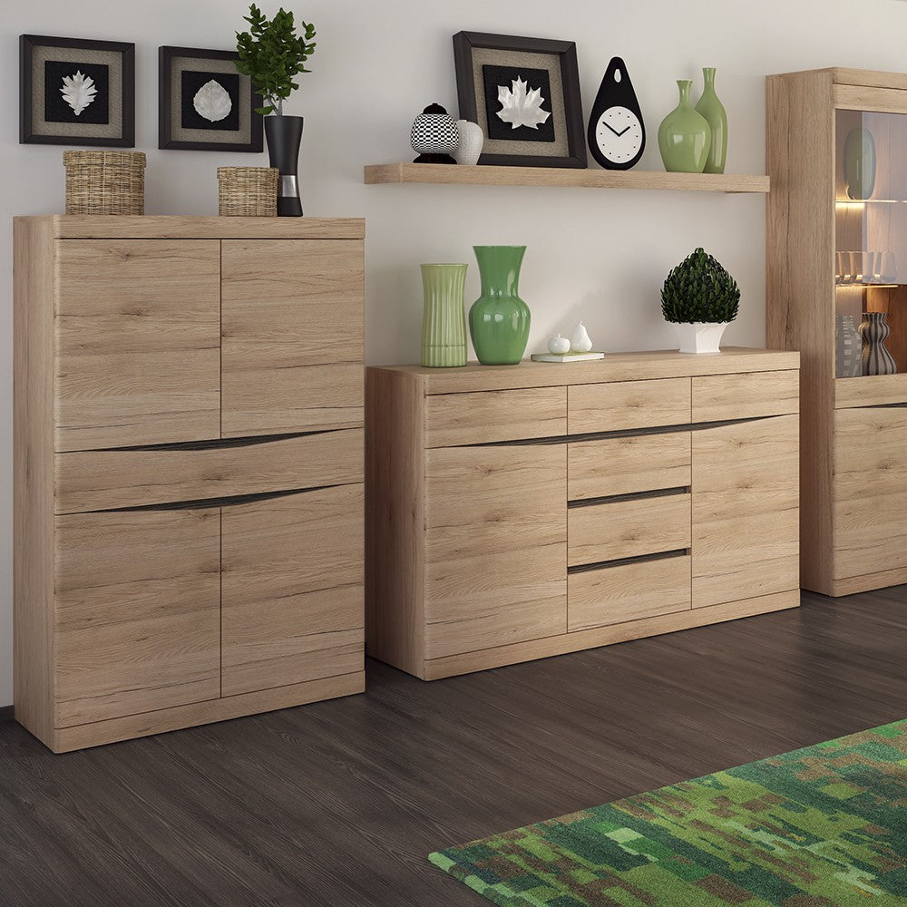 Beckenham Oak 4 + 4 Wide Chest of Drawers - FurniComp