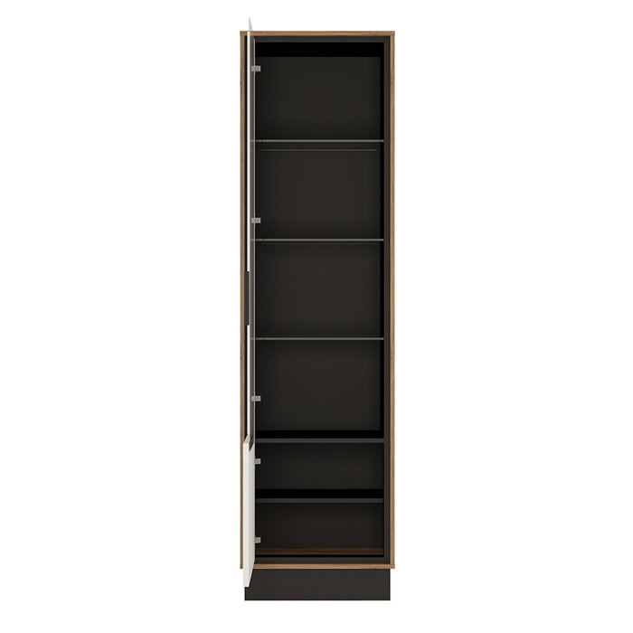 Benito Walnut And Dark Panel Tall Glazed Display Cabinet (LH) - FurniComp