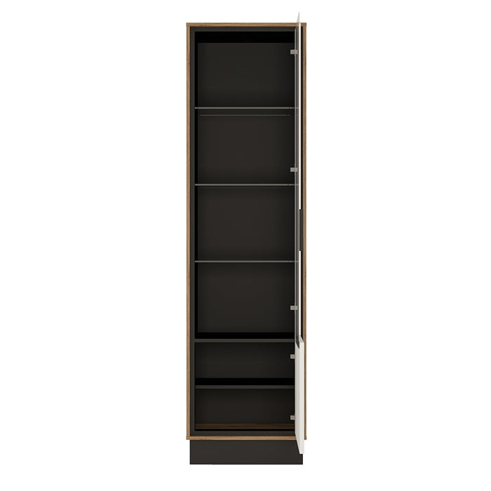Benito Walnut And Dark Panel Tall Glazed Display Cabinet (RH) - FurniComp