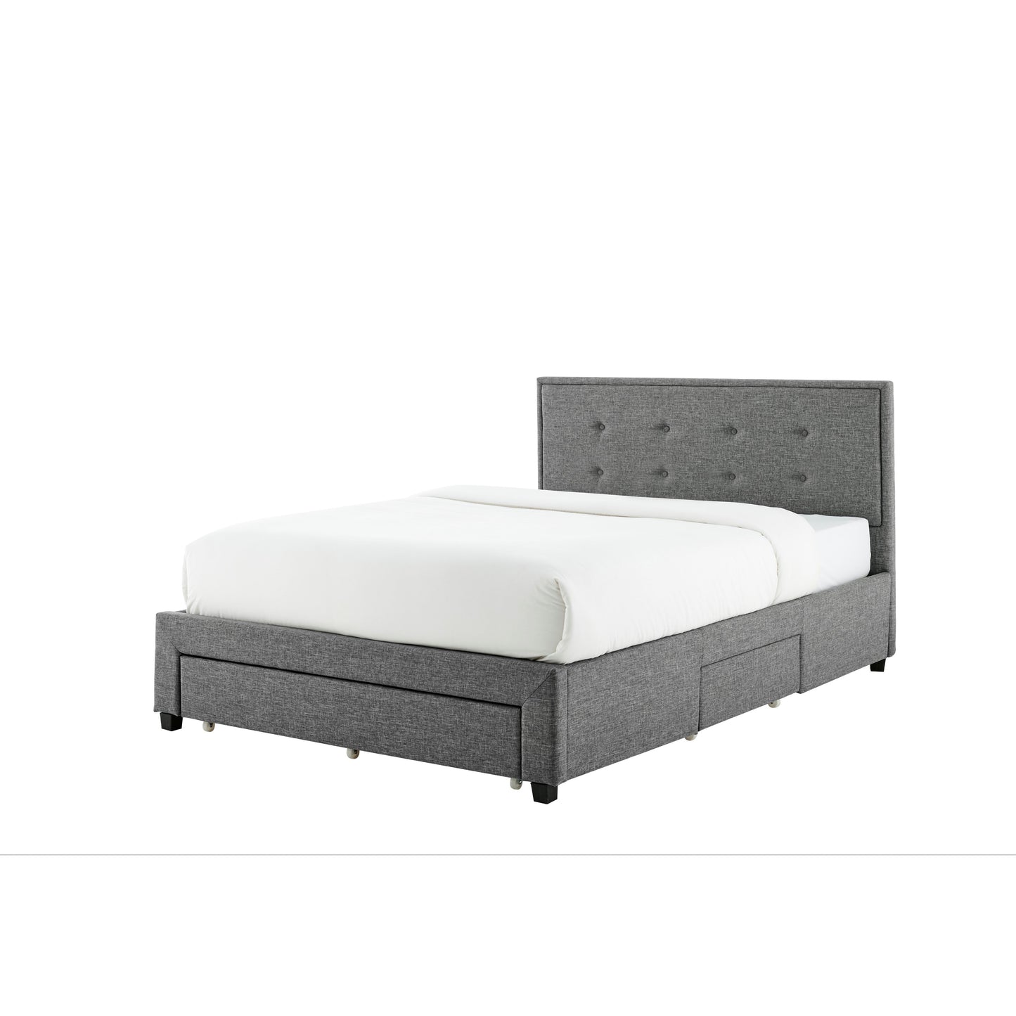 Bexley 3 Drawer Grey Fabric Bed Frame - FurniComp