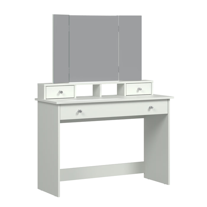 Blush 3 Drawer White Dressing Table with Angled Mirror - FurniComp