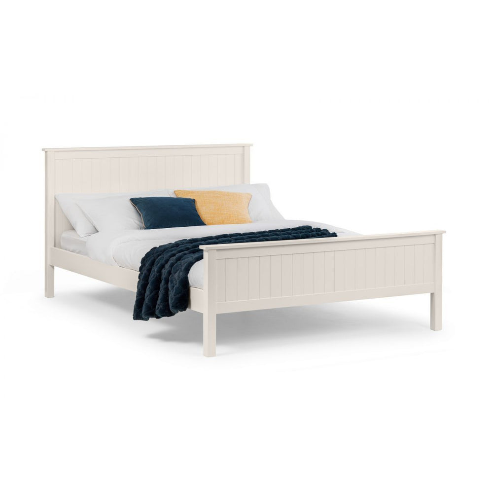 Bronx Surf White Lacquered Wooden Bed Frame - FurniComp