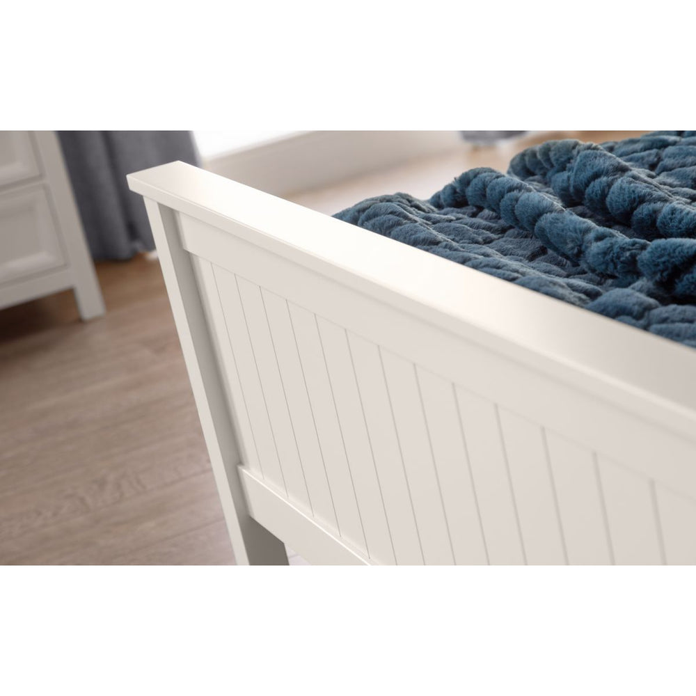 Bronx Surf White Lacquered Wooden Bed Frame - FurniComp