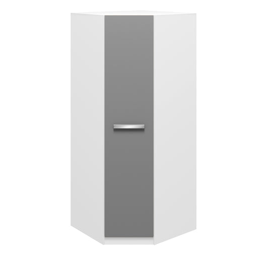 Brooke 1 Door White and Grey Gloss Corner Wardrobe - FurniComp