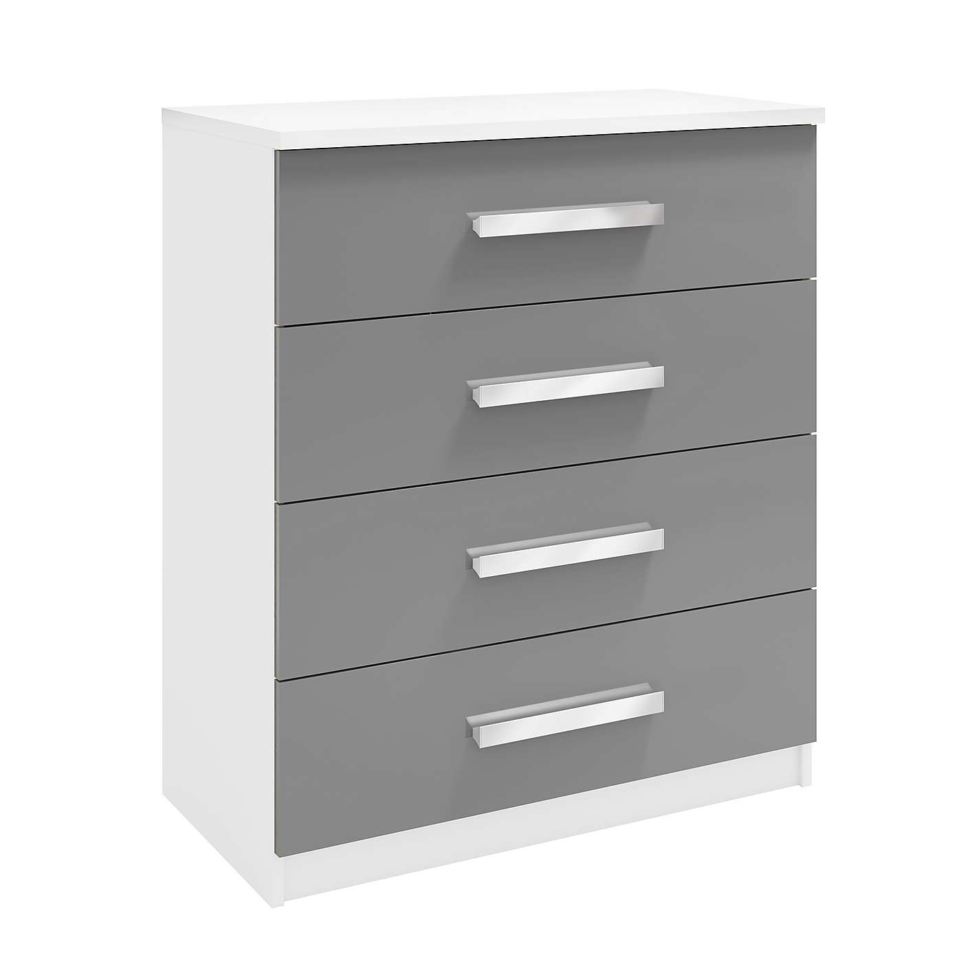 Brooke 4 Drawer High Gloss Grey and White Chest of Drawer - FurniComp