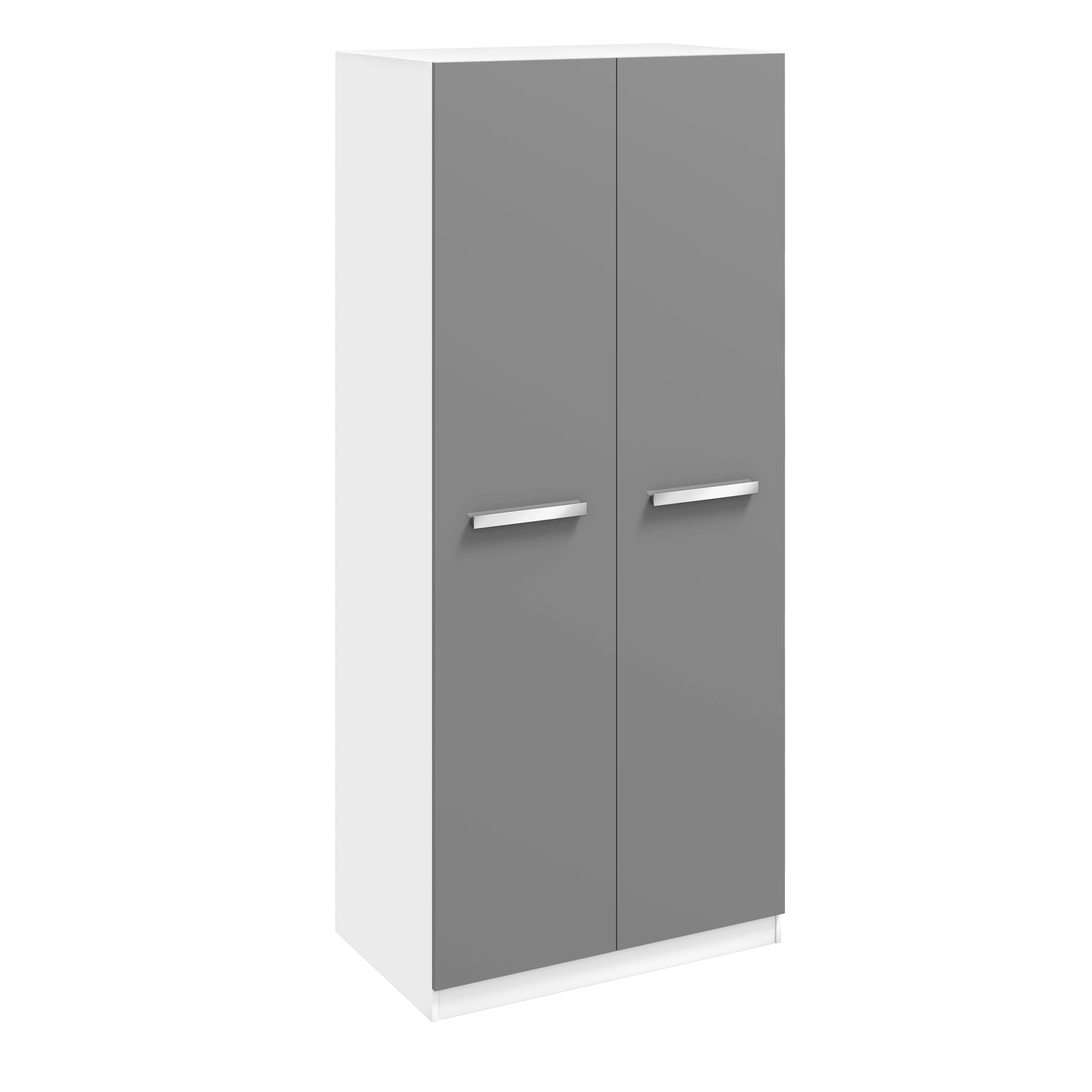 Brooke High Gloss Grey and White 2 Door Wardrobe - FurniComp