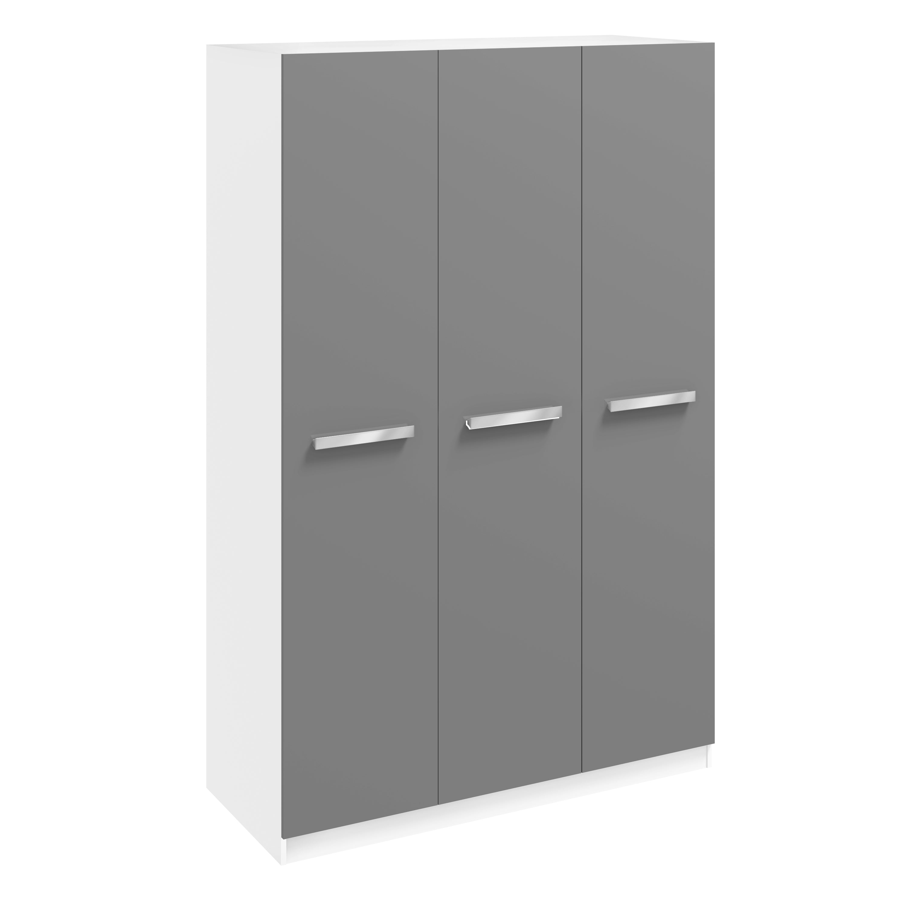 Brooke High Gloss Grey and White 3 Door Wardrobe - FurniComp